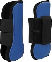 1 Pair Horse Leg Boots, Horse Tendon Boots, Horse Trainning Boots, PU Shell Neoprene Secure Horse Tendon Boots for Jumping Equestrian Competition (Blue Front Legs Medium)