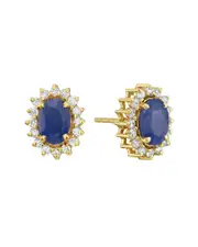 Forever Creations 14K 1.70 ct. tw. Diamond & Sapphire Earrings