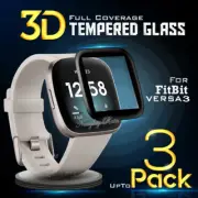 For Fitbit Versa 4 3 2 Sense 2 Black Full Cover Tempered Glass Screen Protector