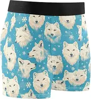 [FRODOTGV] White Wolfs Blue Mens Boxer Brief Shorts Running Underwear for Men Compression Interiores Para Hombres