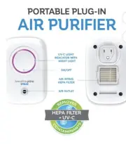 Breathe Pure Original Pro Portable Plug-in Air Purifier w/ Hepa & UV-C