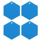 4 Pcs Silicone Trivet Mats, Hexagon Silicone Pad Hot Pad, Blue