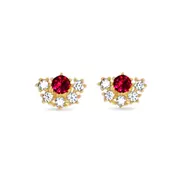 Half Flower Stud Earrings with Cubic Zirconia in 9kt Yellow Gold