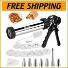 3-in-1 Churro Maker & Cookie Press - Includes Piping Bags & Brushes for Easy Use
