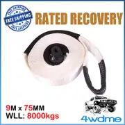 Snatch Strap Rated Rope 9M 75mm 8000kgs Recovery Tow 4WD 4x4 Accessory Offroad