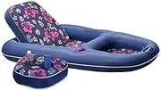 Aqua Campania Ultimate 2-in-1 Pool Float Lounge – Extra Large – Inflatable Pool Floats for Adults with Adjustable Backrest & Cupholder Caddy – Navy Hibiscus