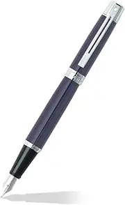Sheaffer 300, Gloss Blue, Chrome Plate Trim, Fountain Pen: Medium Nib (E0932853)