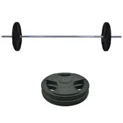 48kg Rubber Coated Ez Grip Cast Iron Weight Plate + 180cm Barbell Bar Weight Set