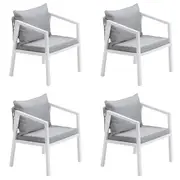 Livsip 4PCS Outdoor Furniture Chairs Garden Patio Lounge Set Steel Frame White