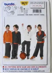 Burda 9672 Girls Boys Jackets Vests Pants Sewing Pattern Sz 3-10