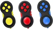 Glacely 3pack Fidget Pad - 9 Fidget Features - Perfect for Skin Picking, ADD, ADHD, Anxiety and Stress Relief - Rainbow on Black