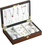 [CFZSALK] Watch Box Watch Holder Watch Storage Vintage Watch Box With Lock Jewelry Box Wooden Watch Storage Box Solid Wood Jewelry Box Watch Case (Color : Onecolor, Size : 28 * 19 * 6cm) KeYJ