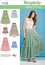Simplicity 1110 Misses' Sewing Pattern Tiered Skirt with Length Variations for Women, Size XX-Small/XS/S/M/L/XL