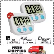 2X Kitchen Timer Magnetic LCD Digital Countdown Stopwatch With Stand Alarm Clock
