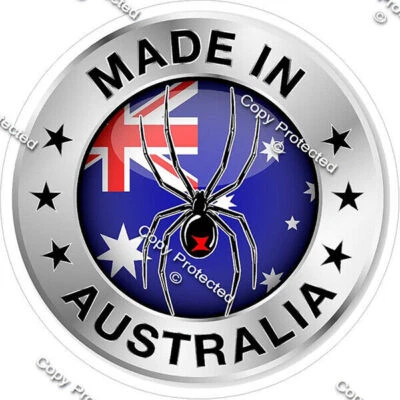 Made In Australia Aussie Flag Redback Spider Sticker 100mm Decal Car Caravan V2