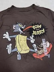 Old Navy Tom & Jerry Shirt Boy’s Long Sleeve Collectables Graphic Tee Brown XS