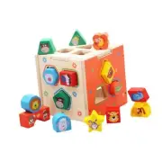 Wooden Shape Sorter Toy Colors Recognition Shape Sorting Cube Toy Box Classic