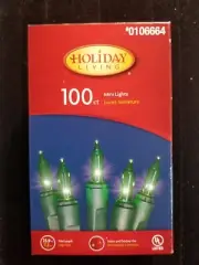 Holiday String Lights Mini Green Bulbs Green Cord 100 Count Indoor Outdoor NEW