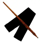14" Hand Carved Castle Mahogany Wood Magic Wand Wizard Wicca Paga w/ Free Bag