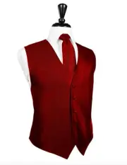 Red Silk Faille Tuxedo Vest and Tie