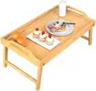 Bamboo Folding Table - Multifunctional Laptop Table, Portable Breakfast Table fo