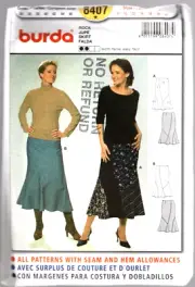 Burda Pattern 8407 Ladies Skirt Sizes 8 - 20