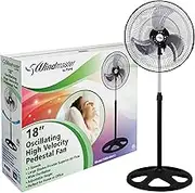 PAMI 18” High-Velocity Oscillating Pedestal Fan - Portable Floor Fan With 3 Speed Levels & Adjustable Height- Powerful Air Flow Standing Fan- Electric Cooling Fan For Bedroom Home Dorm Office, Black