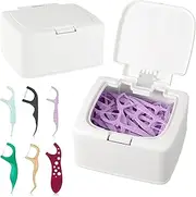 Dental Floss Picks Dispenser with Press Flip Top Cover - Quick Refill, Floss Pick Holder and Qtip Holder, Compact Storage Case for Home Use