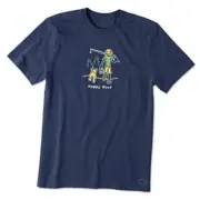. Mens Crusher Tee Happy Hour Fish Large Darkest Blue