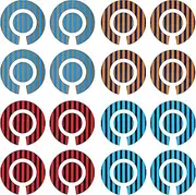 Lawn Bowls Identification Stickers Markers Standard 5.5 cm Diameter 4 Full Sets Of 4 Self Adhesive Two Colour Striped Mixed Colours (D)