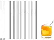 [Kiemeu] Short Metal Straws For Kids, Small Reusable Cocktail Straws For Drinks, Φ6 mm x 5.5 Inch