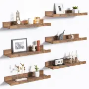 Floating Shelves for Wall, Wood Mounted Shelf Decor Storage Set of 6, for Bed...