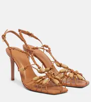 [Farm Rio] Farm Rio Beaded leather sandals AU 7 brown