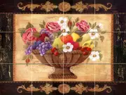 Basket Grape Flowers Mural Ceramic Backsplash Tile #89