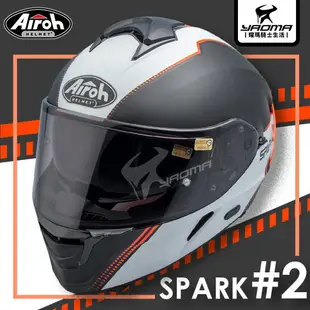 Airoh安全帽 SPARK #2 消光黑橘 消光黑白橘 內置墨鏡 內鏡 亞版 雙D扣 台灣公司貨 全罩 耀瑪騎士