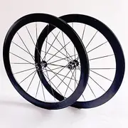 700C Wheelset Bicycle Wheels Quick Release V Brake Bearing Hubs Cassette 8 9 10 11 Speed 50mm Road Bikes Front Rear Rims QR (Color : Black Hub, Size : 700C)