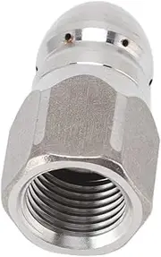Fdit High Pressure Washer Spray Nozzle, Stainless Steel Sewer Jetter Nozzle Pressure Drain Jetter Hose for Industrial Pipe G1/4 Internal Thread