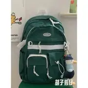 Drawstring Nylon Backpack With Duck Bag Charm - Dark Green - One Size