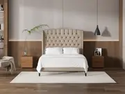 My Style Winged Headboard & Slimline Base - Queen / Natural / Slimline Base