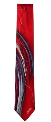 Men's Jerry Garcia Designer Abstract Necktie - Red and Gray - NWT
