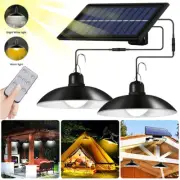 Solar Pendant Street Light Outdoor Single/Dual Heads Remote Control Garden Lamp