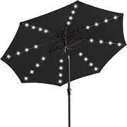 JEAREY Upgrade 9FT LED Lighted Patio Umbrella, Solar Outdoor Umbrella, Tilt Table Umbrella for Pool(Black)