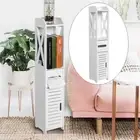 Tall Bathroom Cabinet Toilet Storage Shelf Cupboard Laundry Doors 80x15.5x15CM