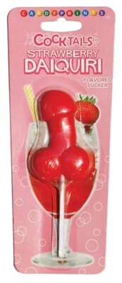 Little Genie Cocktails Sucker Strawberry Daiquiri Flavored Lollipop, New
