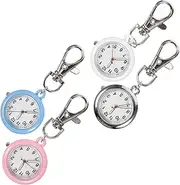 [BESTYASH] 4pcs Nurse Fob Watch with Glow Dark Pointers Luminous Pocket Keychain for Night Shifts Durable Hanging Nurse Watches for Easy Management