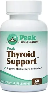 Thyroid Support by Peak Pure & Natural | Thyroid Supplement and Metabolism Booster for Weight Loss and Natural Energy | Iodine Supplement Designed for Hypothyroidism | 60 Capsules