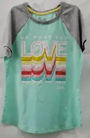 Barbie Girls Do What You Love Sequin Design Tee Size XL/XG (14-16) Aqua Vered