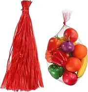 uxcell 100PCS Reusable Mesh Produce Bags, 23.6 Inches Egg Hatching Bags Washable Breathable Fruit Net Stretchable Mesh Netting Storage for Seafood Vegetable Onion Grocery Shopping, Red