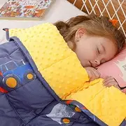 Buzio Weighted Blanket 3.2 kg, Ultra Cozy Minky Dotted and Cotton Sided Heavy Blanket 105x150 cm, Blue Car World