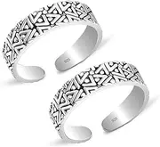 [LeCalla] Toe Rings for Women | Oxidised 925 Sterling Silver 3D V-Design Toe Ring | Hypoallergenic Adjustable Open Rings for Women | Women's Indian Toe Ring Foot Jewelry for Summer